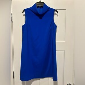 Alex Marie Mary sleeveless mock neck shift dress, blue, sz 6, lined